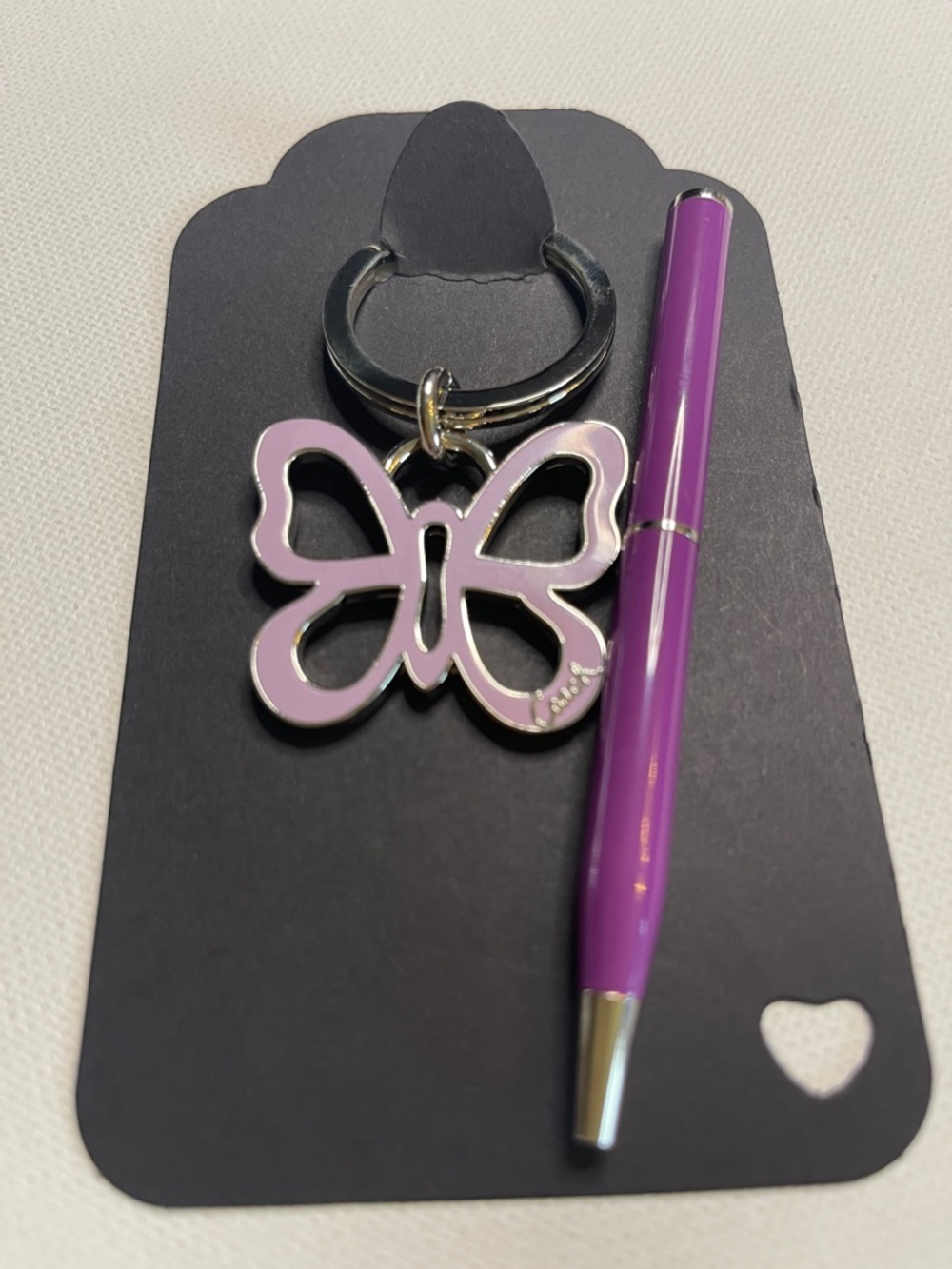 Coach Purple Enamel Butterfly Keychain and Coach Pen - Picture 5 of 6
